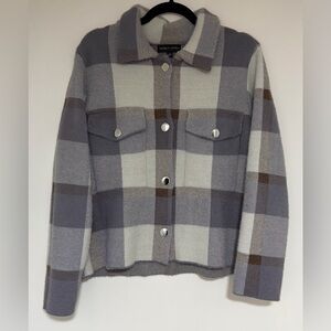 Novelty Stitch Women’s Long Sleeve Button Front Cropped Shacket Size Large